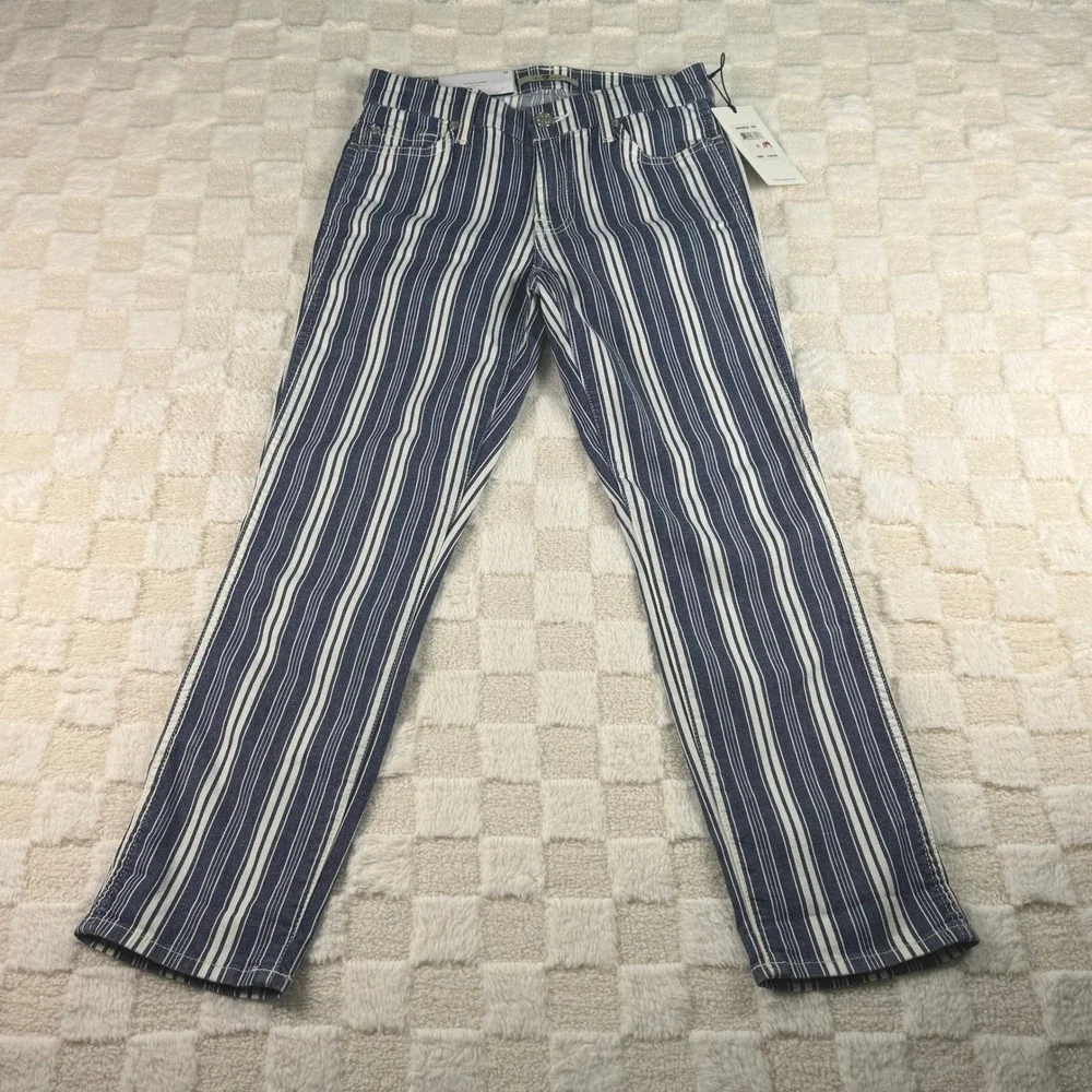 For All Mankind Striped Jeans Women's Size 25 Blue White Wide Leg Pants NWT - Picture 1 of 15